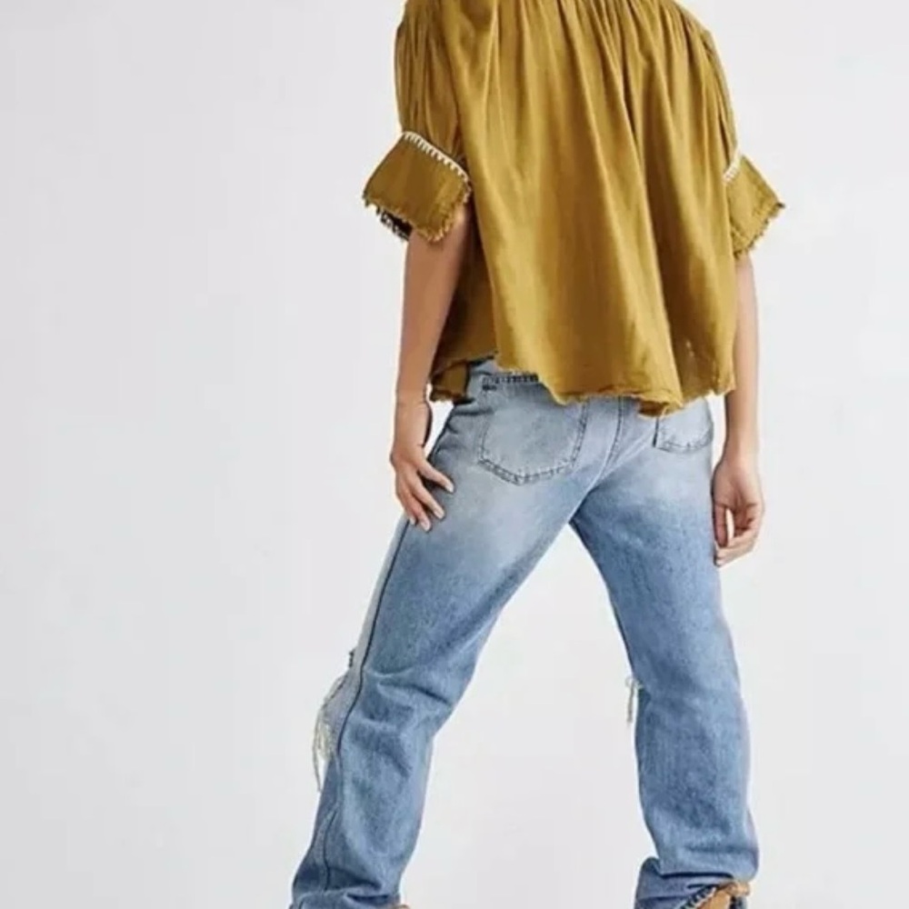 NWT FREE PEOPLE FP ONE Alexi Stitched Top | Green MSRP $88 Oversized - Picture 2 of 7